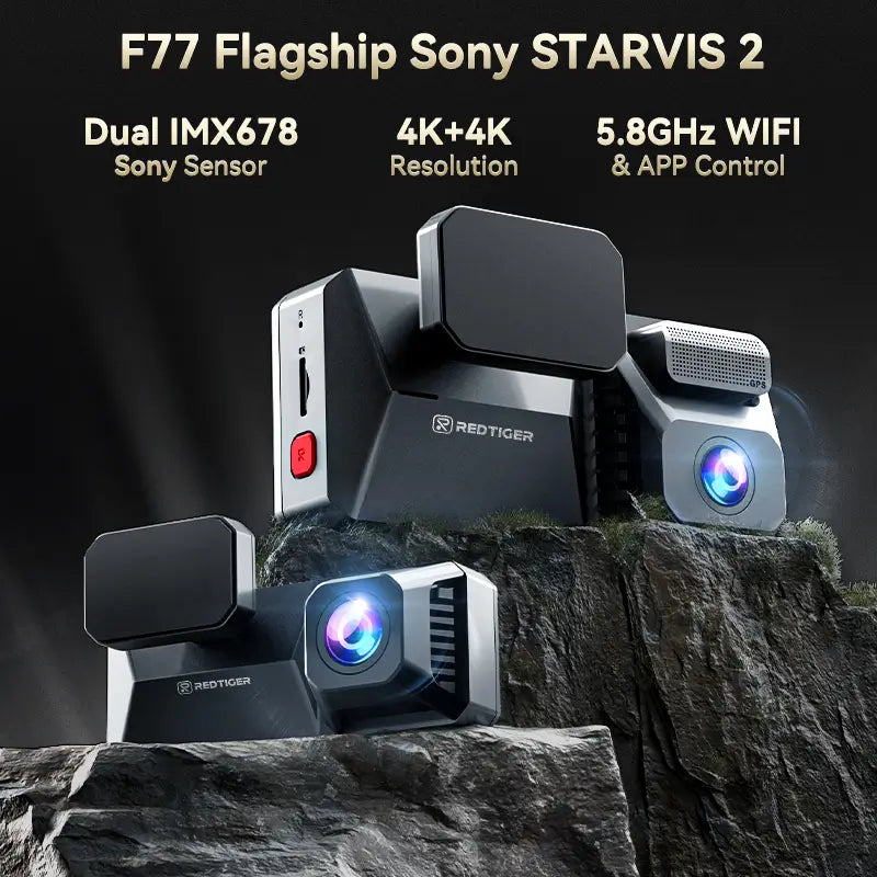 F77 STARVIS 2 4K+4K Dual IMX678 Sprachsteuerung 5,8 GHz Hochgeschwindigkeits-WLAN-Dashcam