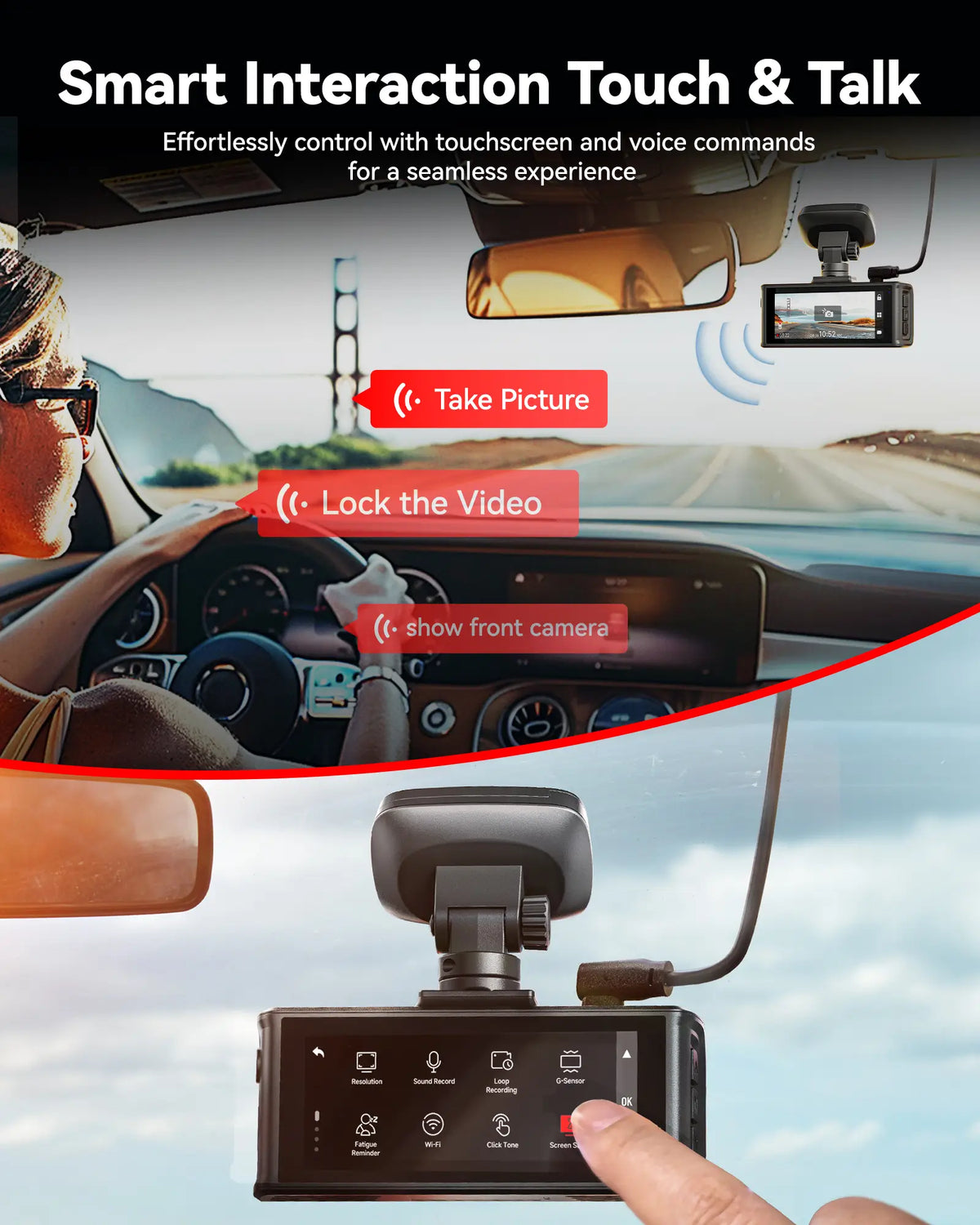 Redtiger F7N Elite 4K Sony STARVIS 2 WiFi-6 Écran tactile Commande vocale Double caméra embarquée