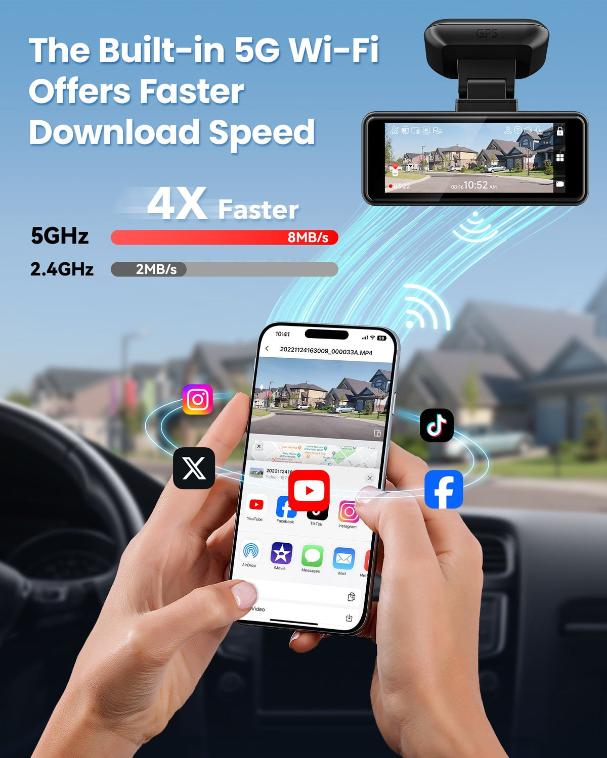 Redtiger F8 5G Wifi Touch Screen 4K Front Dash Cam Hot Sales REDTIGER Official