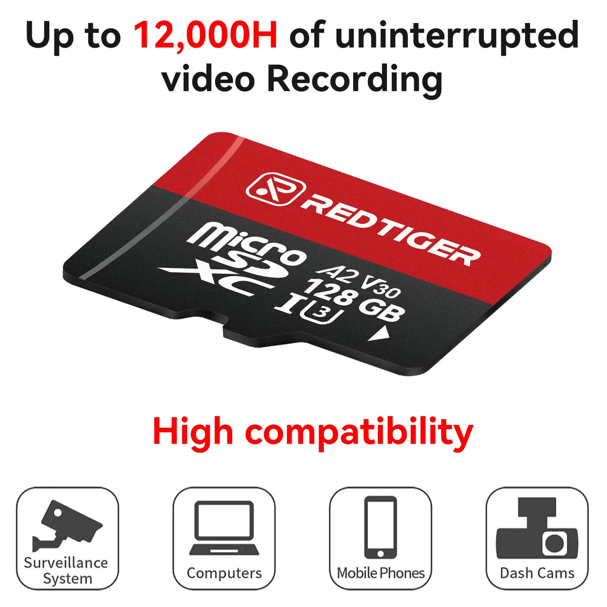 Redtiger 128GB SD Card For Dash Cam Class 10 U3