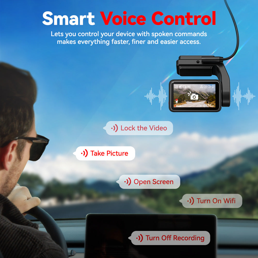 Redtiger A4 4K+1080P Voice Control 5.8GHz WIFI Dash Cam