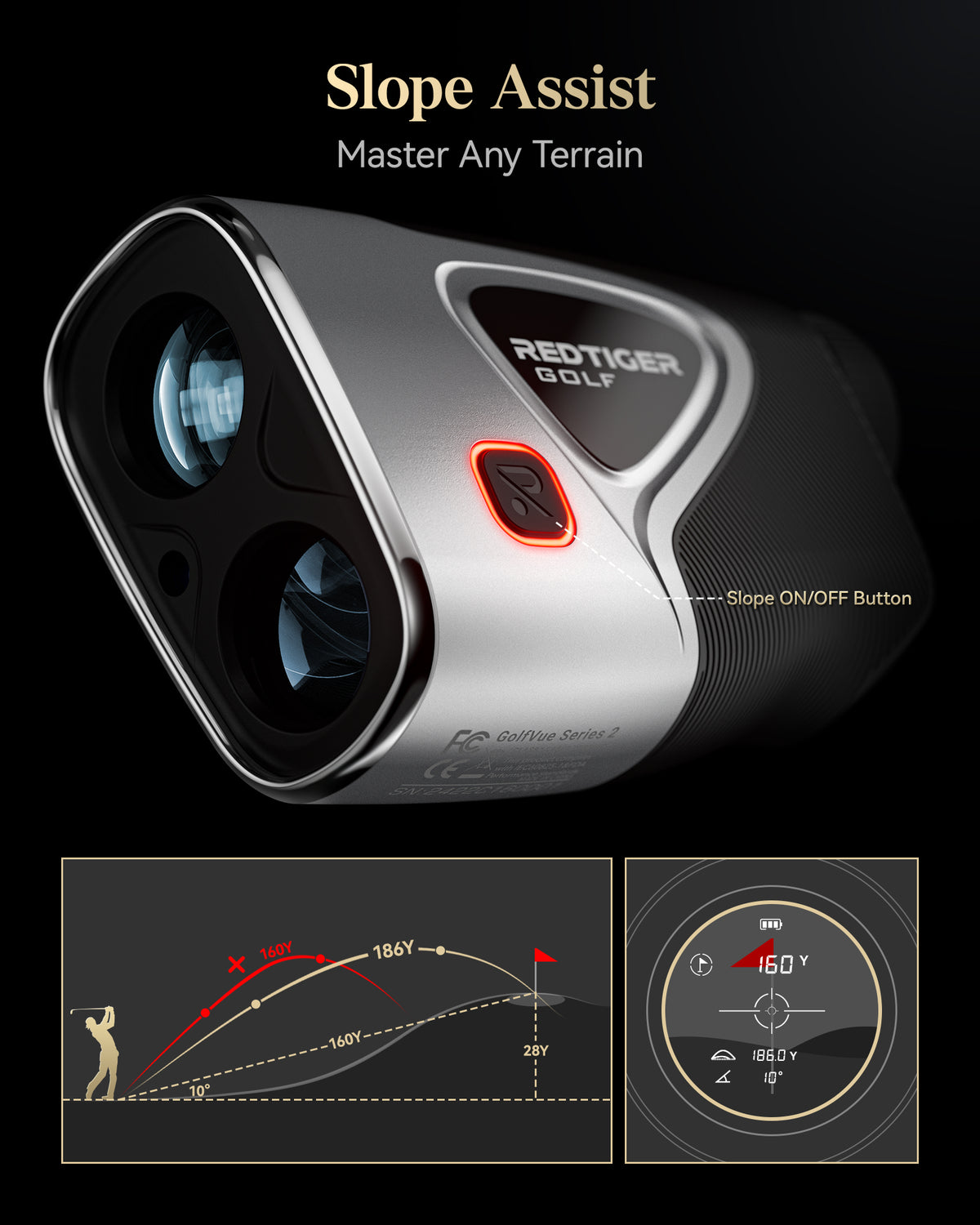 Redtiger Light-Adaptive Upgraded Laser Golf Rangefinder For 1200 Yards