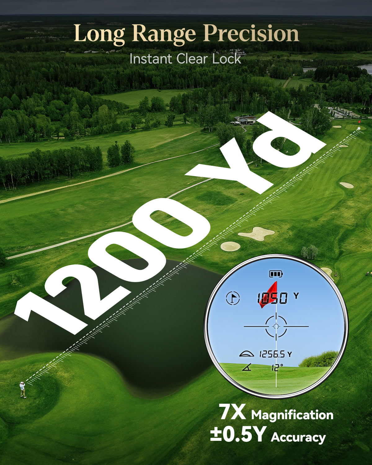 Redtiger Light-Adaptive Upgraded Laser Golf Rangefinder For 1200 Yards