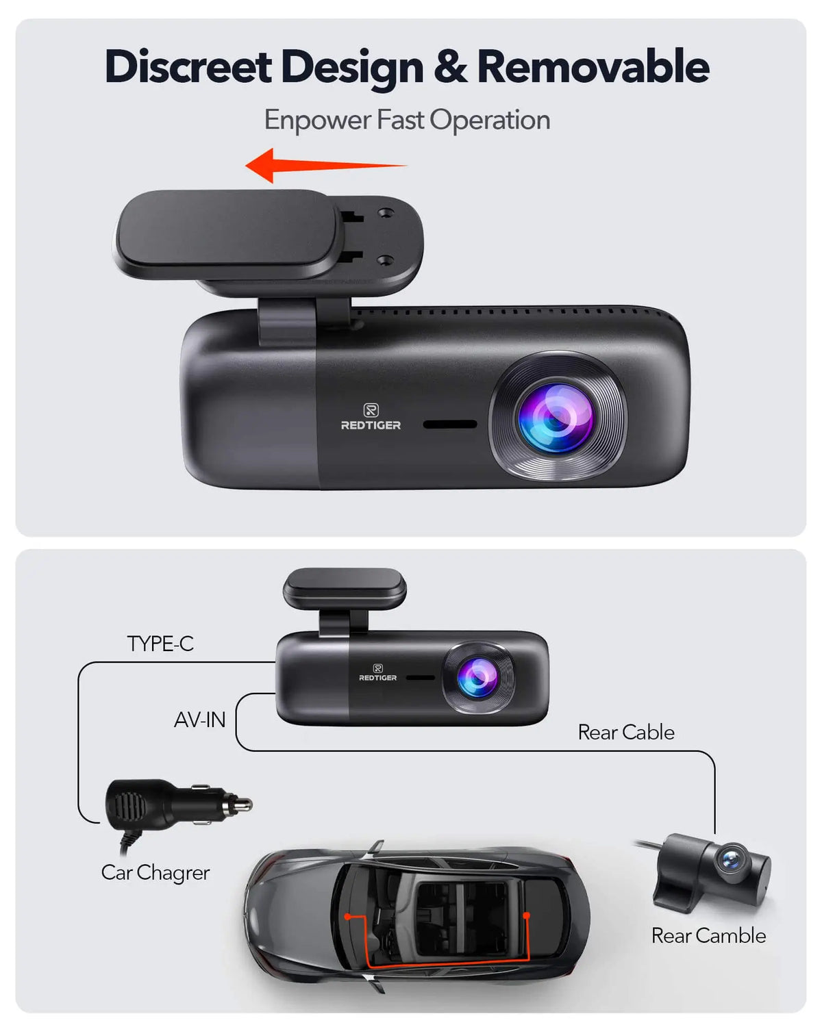 Mini dash cam doppia Redtiger F9 4K