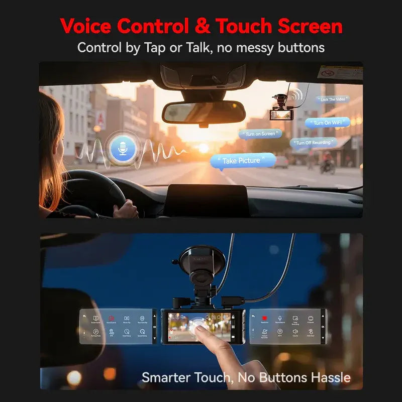 Redtiger F7NT Scáileán Tadhaill 4K Dual Dash Cam