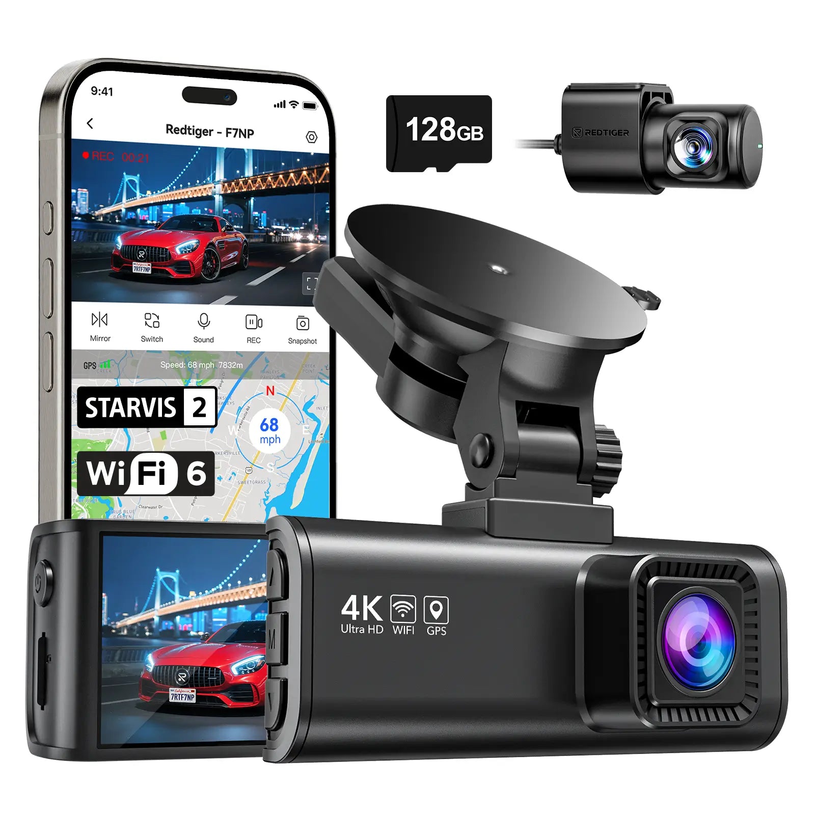 Dash cam anteriore posteriore Redtiger F7NP 4K